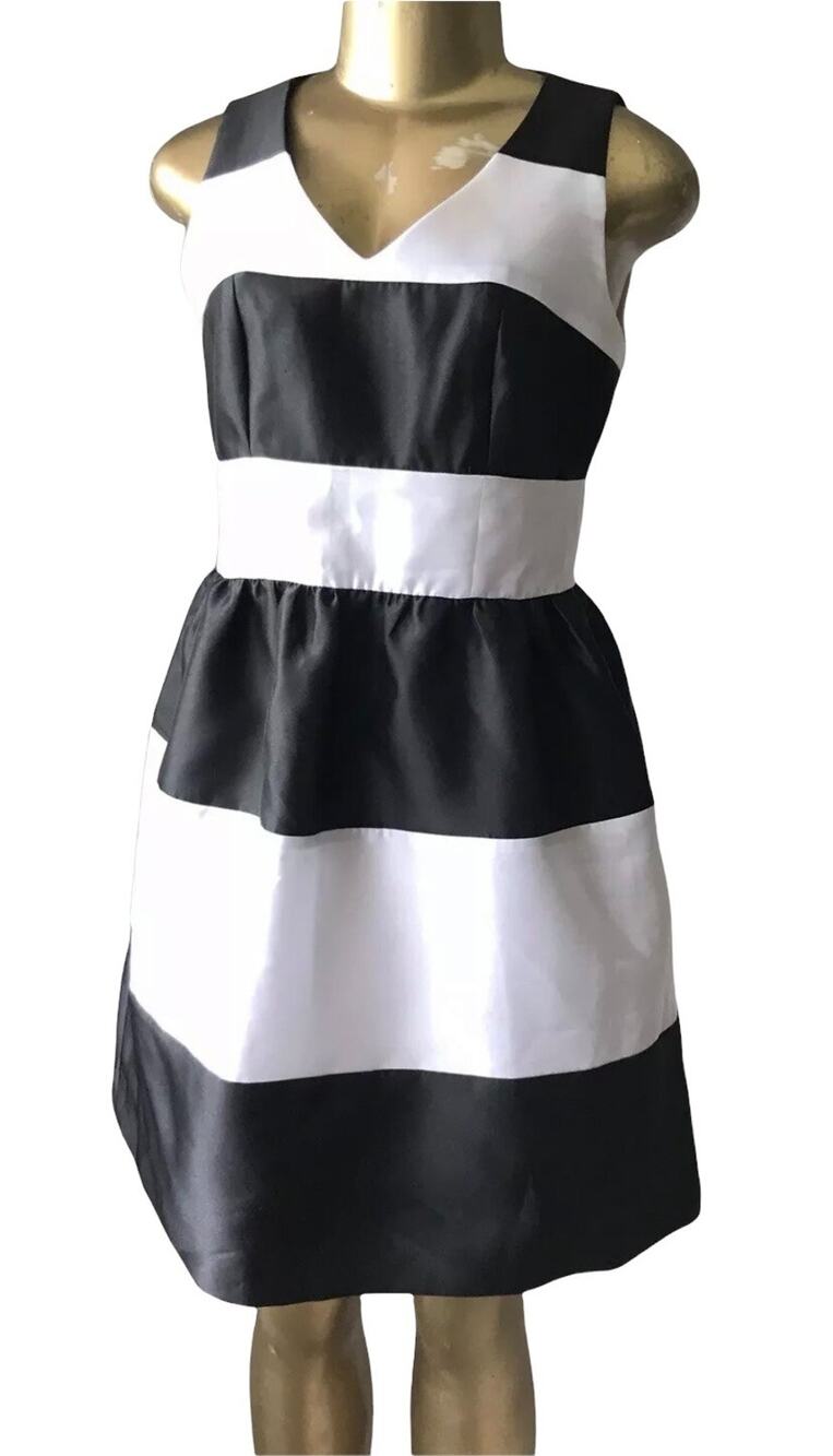 Pim + Larkin Dress Womens Small Black White Color Block Fit & Flare Sleeveless